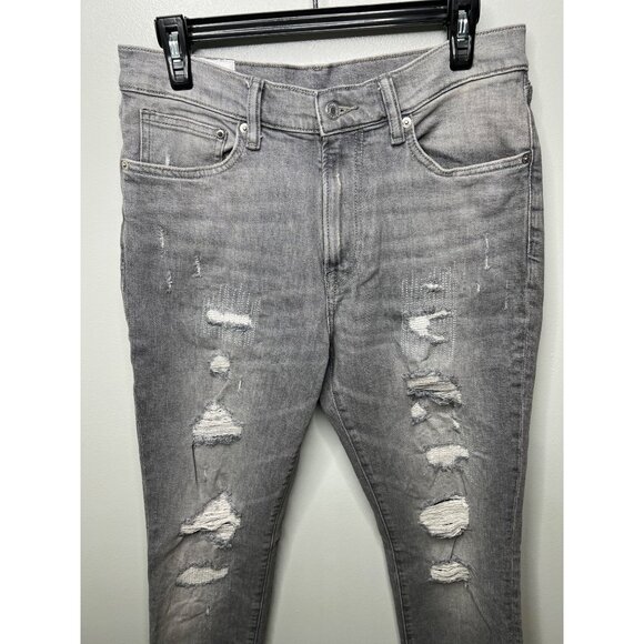 H&M Mens Distressed Grey Skinny Jeans Cotton/Elastane Size 32/32 - Picture 3 of 14